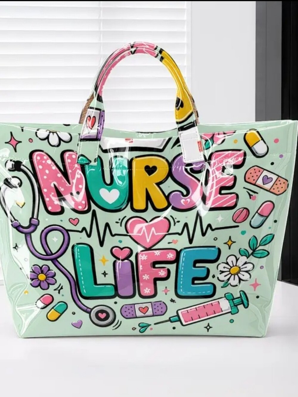 Women Nurse PVC Daily Commutr Tote Bag Large